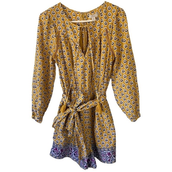 J. Crew Point Sur Romper Summer Paisley Yellow Size 4 - Picture 4 of 11